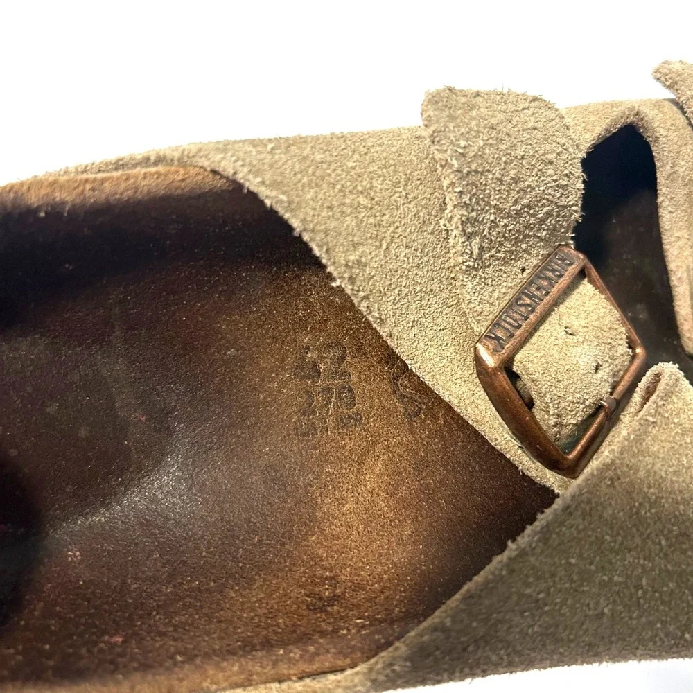 Birkenstock Arizona Sandals Mens 9-9.5 42 Brown Good Suede Double Strap Slides
